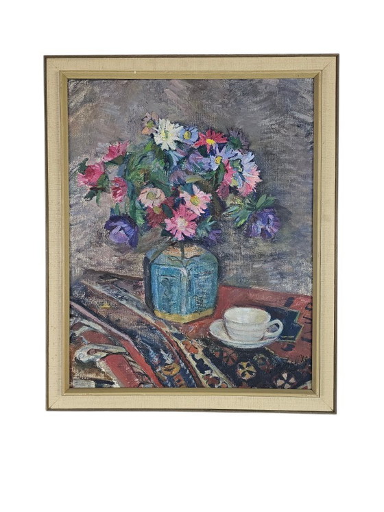 Image 1 of Hermine B. Nijhoff – Blumenstillleben – Öl auf Leinwand – 1949
