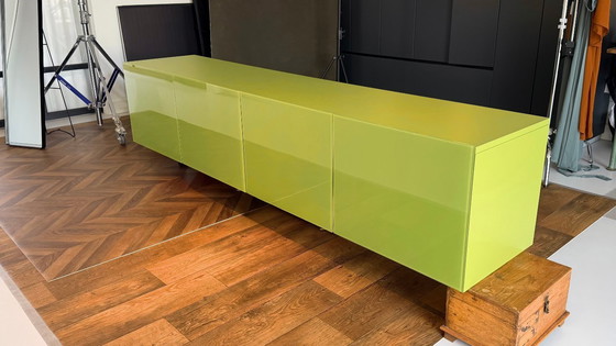 Image 1 of Meuble mural design Lago « Amplia » – buffet suspendu vert olive