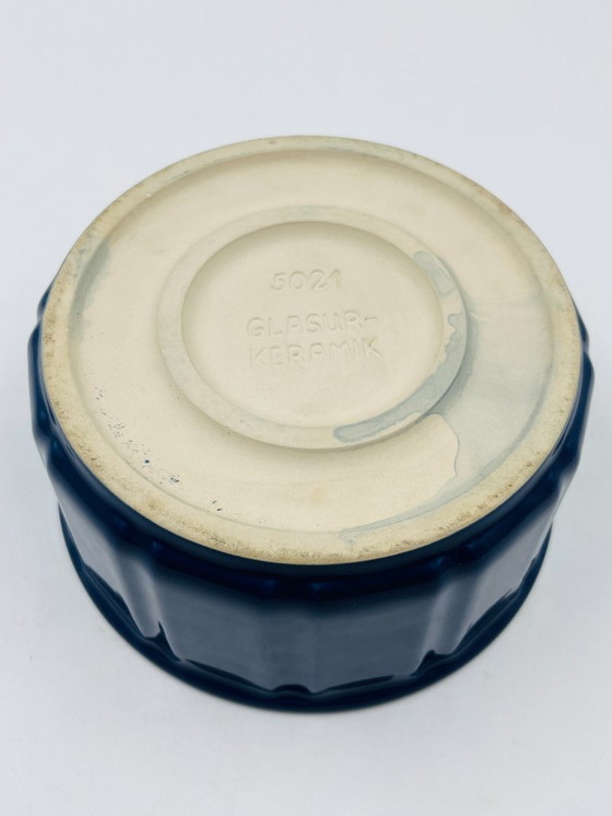 Image 1 of Vintage blue glazed ceramic gratin dish from the 1970s