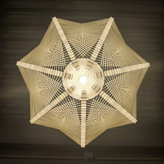 Image 1 of Vintage design Space-Age Paul Secon nylon draad hanglamp Sompex (70s) Spiderweb Swag lamp