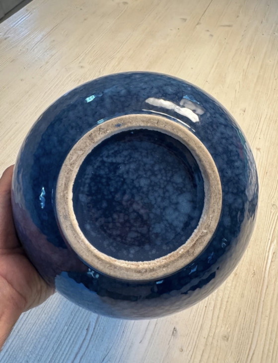 Vintage Blue Ceramic Sculpture Vase, 70s (photo 9 of 9)