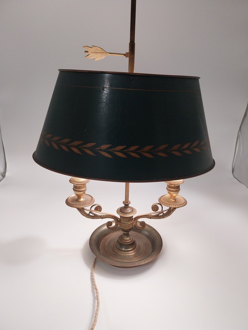 1 X Bouilotte-Tischlampe im Empire-Stil. Metall-Schirm.