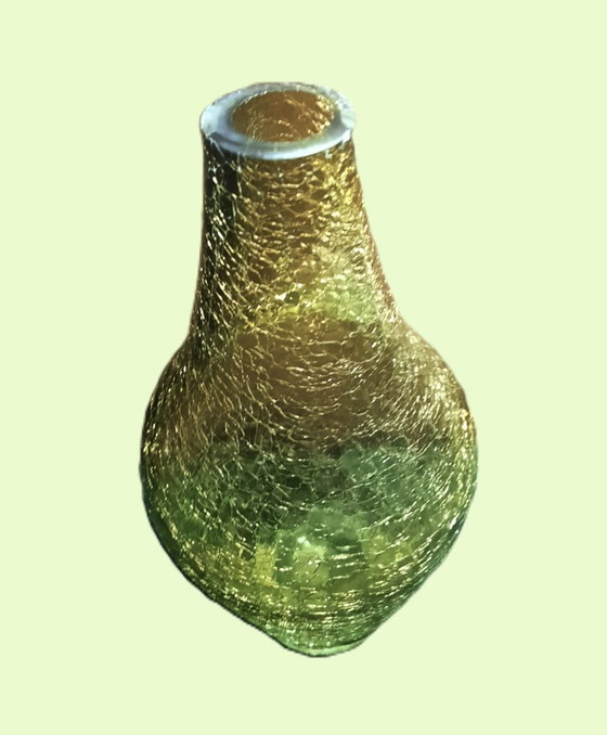 Image 1 of Vintage German studio glass vase – Ingrid Glass yellow crackle