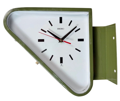 Horloge murale double face Seiko Ships verte vintage, années 1970 – klokken, Glass, Iron