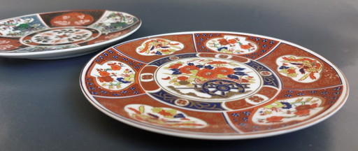 Vintage Hand-Painted Imari Wall Plates with Floral & Bird Motifs - Set of 2