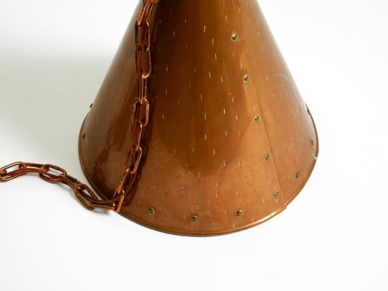 Image 1 of 1960s cone pendant lamp in copper by TH. VALENTINER Copenhagen, Made in Denmark