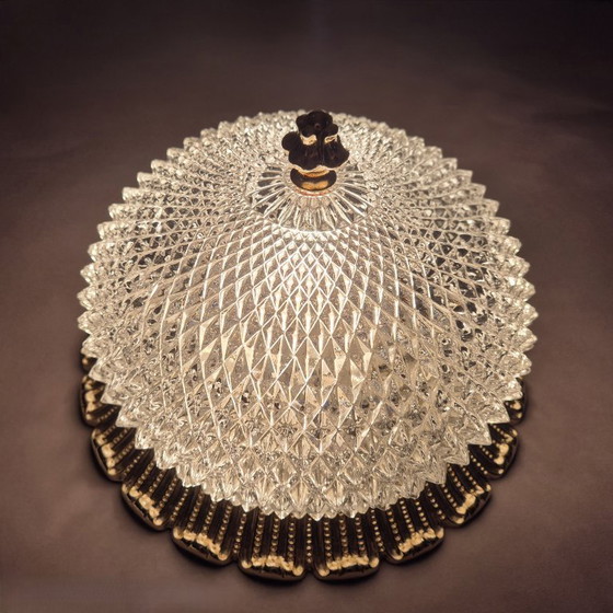 Image 1 of Glashütte Limburg Plafoniere Pressglas Vintage Ceiling Lamp Retro