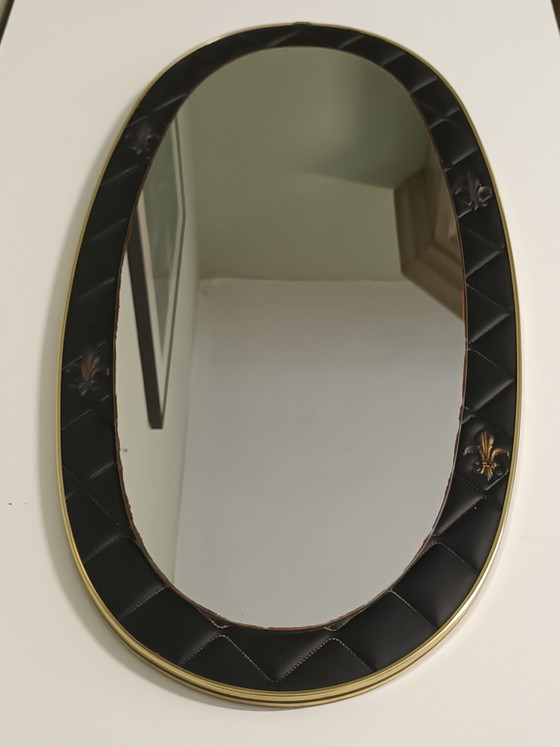 Image 1 of Specchio ovale vintage nero e oro