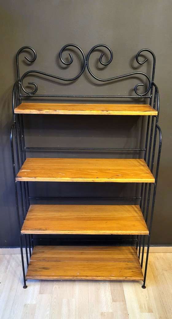 Image 1 of Wrought iron bookcase - Solid pine