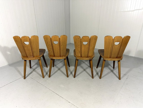 Image 1 of Set of 4 Brutalist farmhouse dining chairs 1950s