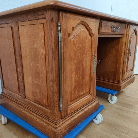 Image 1 of Escritorio de banquero antiguo de roble, escritorio de madera, oficina