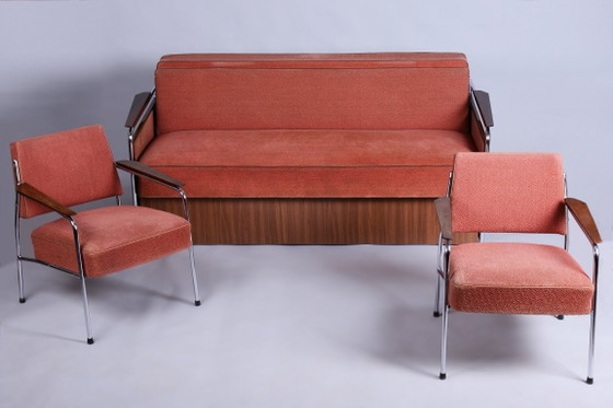 Set aus vier restaurierten Bauhaus-Stühlen, verchromter Stahlrohr, Tschechisch, 1940er Jahre (photo 13 of 13)