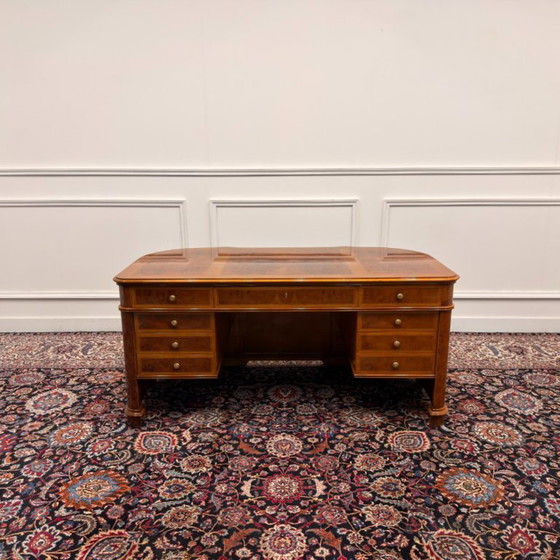 Antique Classic Italian Desk with Back Panel – Wood, Brass (photo 5 of 20)