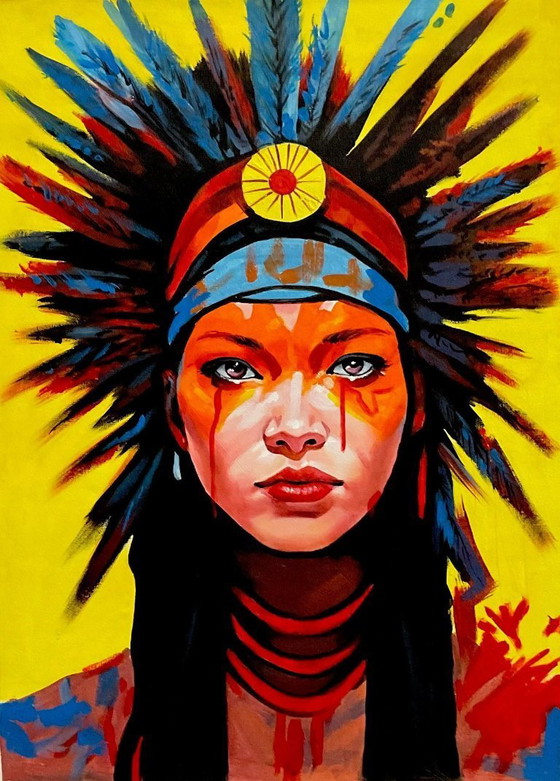 Image 1 of Alberto RICARDO - Unique Indian Face - Artist's Canvas