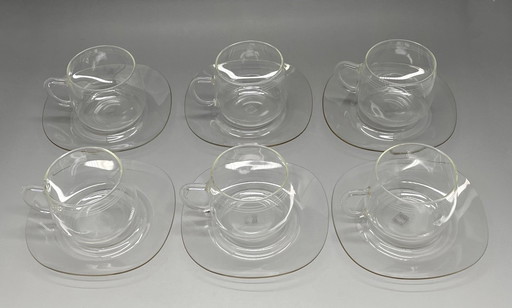 Heinrich Löffelhardt Bauhaus Teeservice – Jena Glas Teekanne 1,5 L + 6 Schott Verran Tassen