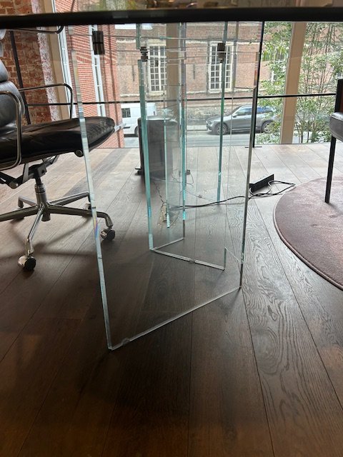 Image 1 of Tavolo in ceramica italiana con base in vetro originale di Tonelli Design