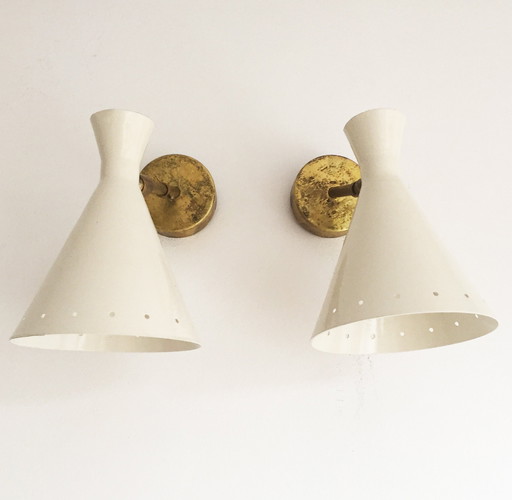 Pair of 1950's design wall sconces