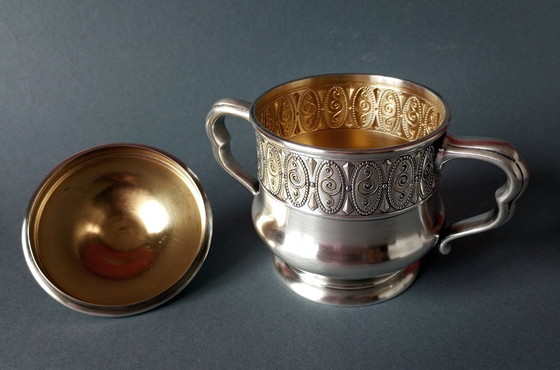 Image 1 of Argentor Vienna Secessionist/Jugendstil Scatola con coperchio placcata in argento e oro 1905