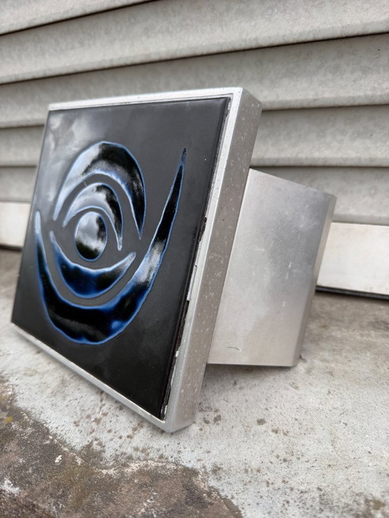 Image 1 of Vintage metal and ceramic door handle, attributed to Juliette Belarti, 1970