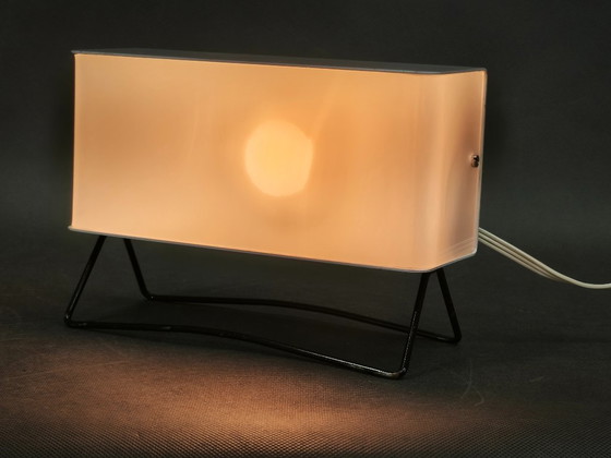 1970s Pokrok Žilina PS 11 Industrial Table Lamp, Czechoslovakia, Metal, Plastic, White (photo 8 of 10)