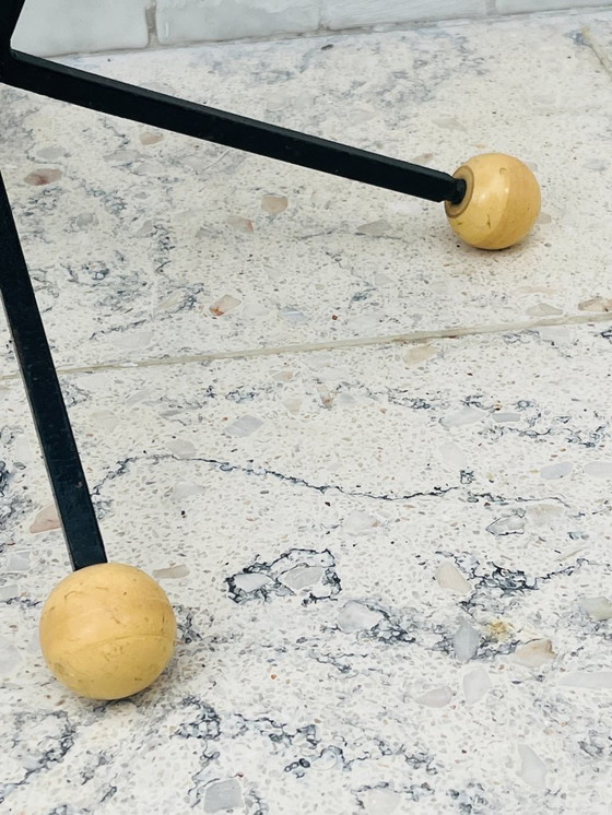 Image 1 of Wrought iron stele and black and white tiled top, 1960s