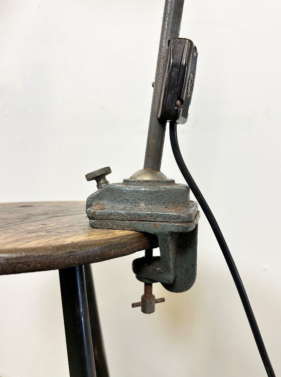 Image 1 of Large Grey Industrial Workshop Table Lamp, 1960s