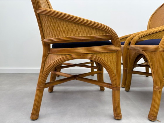 Image 1 of Vintage ( pencil reed ) eettafel met 4 bijpassende stoelen