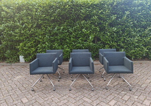 Lot de 6 chaises design Masai by Arper | Avec roulettes
