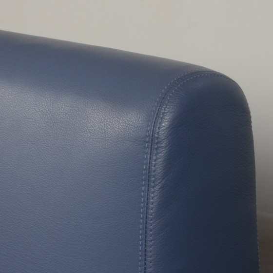 1x Kusch & Co Terminal Bank, Blauw/Bruin Leder – Bankjes, Leather, Metal (photo 5 of 5)