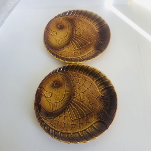 Set of two Sarreguemines fish dishes