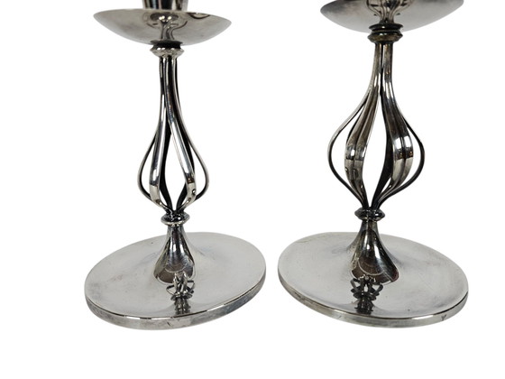 Image 1 of Keltum - Royal Van Kempen & Begeer - Gustav Beran - candlesticks (2) - silver-plated - signed - 60's