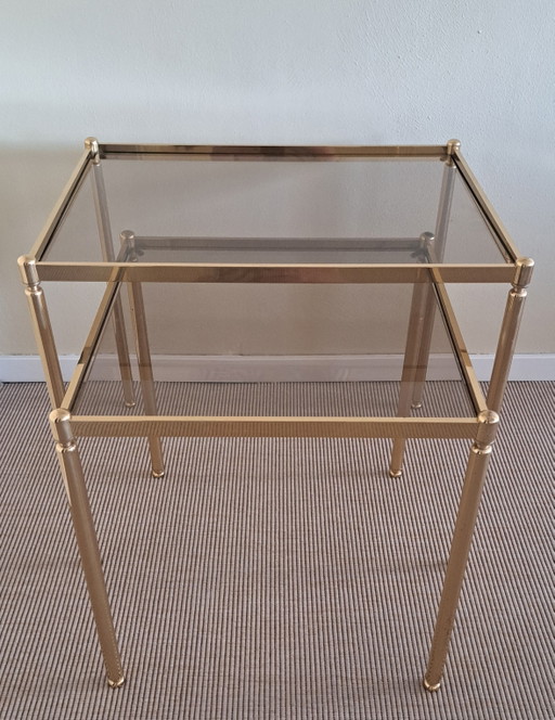 Vintage mimiset goudkleurig metaal rookglas