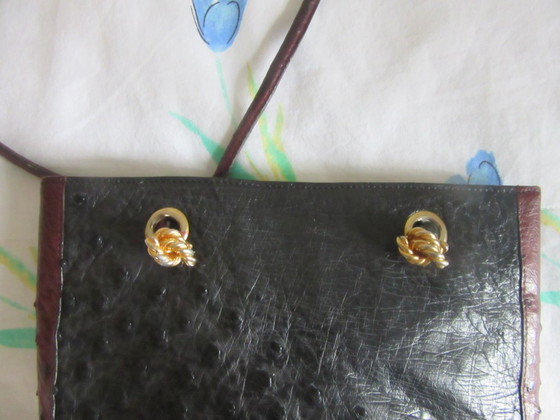 Image 1 of Guy Laroche Paris schoudertas, crossover tas, emmermodel, struisvogel leer, vintage