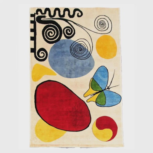 Handgeknüpfter Schmetterlingsteppich aus Wolle und Seide – Zeitgenössische abstrakte Kunst (200 x 300 cm)