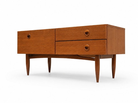 Image 1 of Teakhouten Dressoir met Klep, 2 Lades en Conische Poten