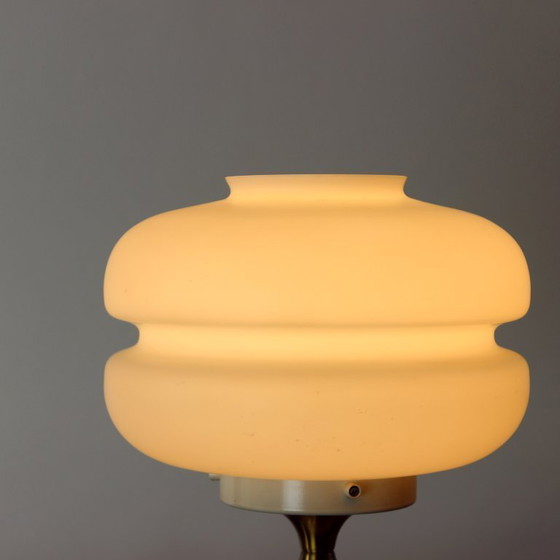 Image 1 of Space Age tafellamp van metaal en glas van Napako, Tsjecho-Slowakije, jaren 70