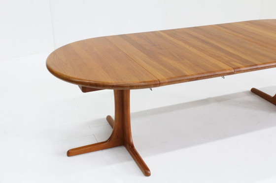 Image 1 of Table de salle à manger ronde extensible vintage danoise en teck massif XL