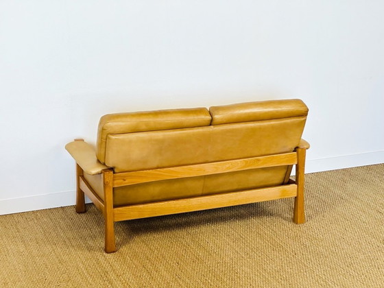 Image 1 of Ensemble de salon complet en cuir naturel et chêne, 1960, Set de 3