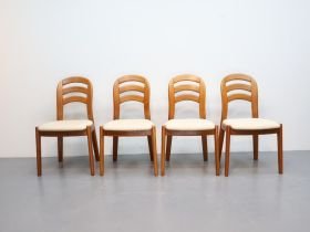 Sedia da pranzo vintage / tessuto teak / crema marrone / Koefoed Denmark – Sedie da pranzo, Scandinavian (photo 2 of 5)