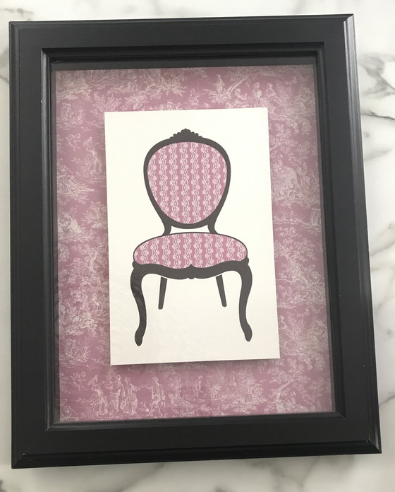 Image 1 of Decorative frame Fauteuil on Toile de Jouy