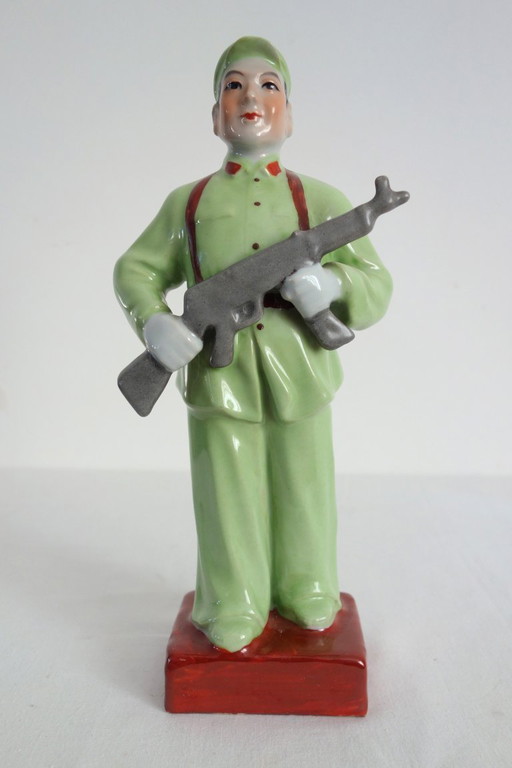 Chinese Porcelain Biscuit Soldier Figurine Statue - Cultural Revolution #4