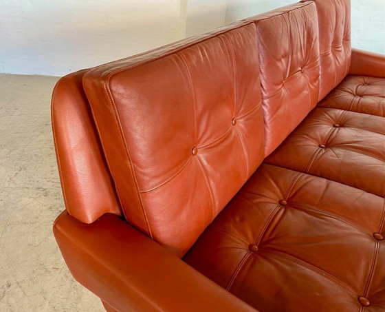 Image 1 of CANAPÉ 3 PLACES SVEND SKIPPER VINTAGE DANOIS EN CUIR COGNAC ET CHROMÉ
