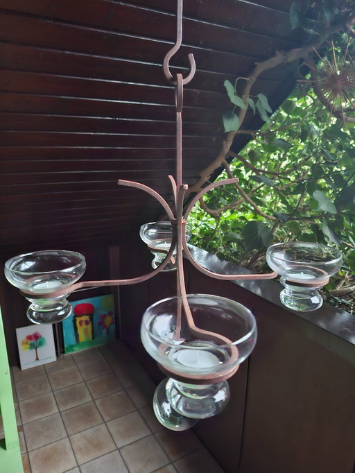 Danish Mid-Century Candle Holder made of Metal & Glass