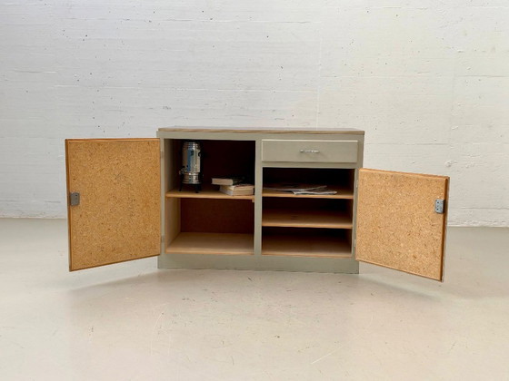 Vintage Sideboard – Industrial Design, Grey & Brown – Wood (photo 6 of 12)
