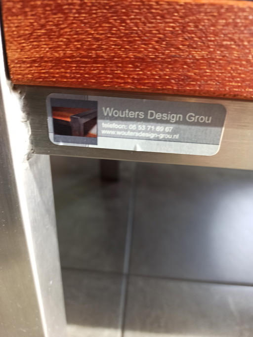 Mooie hout/metalen salontafel