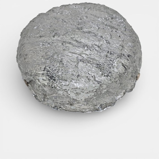 Image 1 of 1 of 7: Vintage Kaiser Leuchten round ceiling lamp / wall lamp – German space age design – ice glass – Ø25 cm