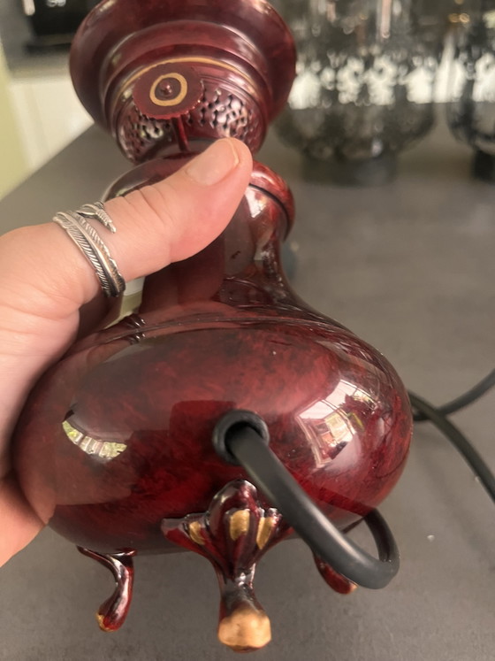 Image 1 of Vintage Pewter Table Lamp Rio Tiel / Metawa – Hand-painted 70s