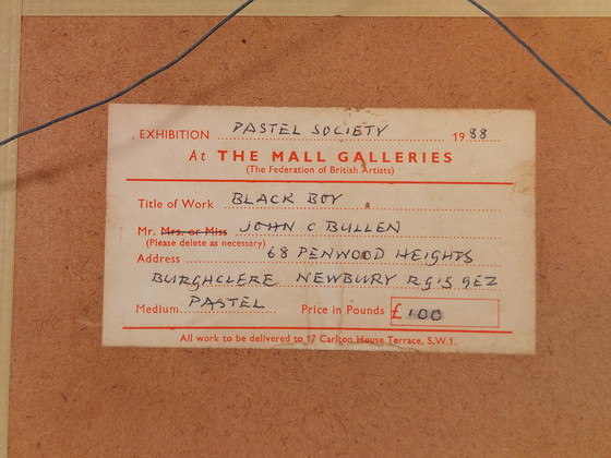 Image 1 of Vintage pastel painting, portrait, passe-partout, John C. Bullen, 1988