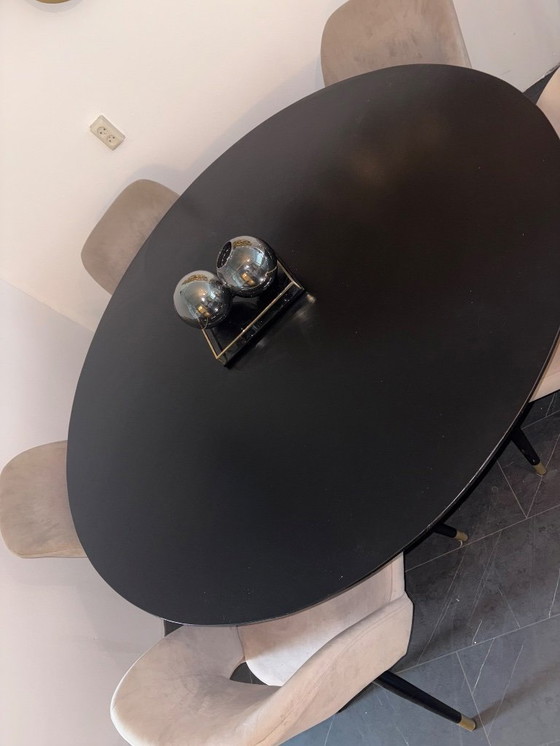 Image 1 of Eetkamertafel Rome zwart 1,70 breed + 5 stoelen