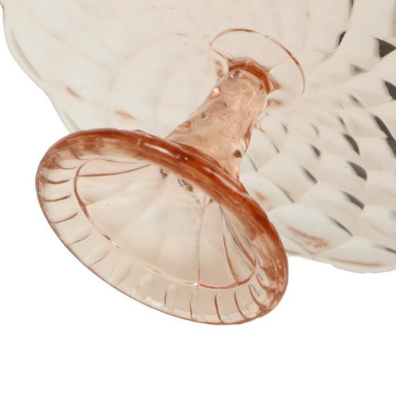 Image 1 of Pink Cake Stand Art Deco Diamond Pattern